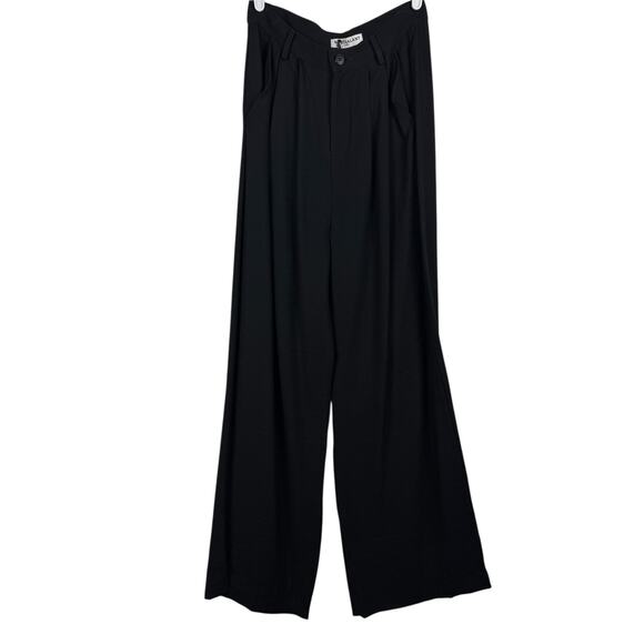 Women's Nonchalant Label Black Fabi Wide Leg Trouser Pleated High Rise Pant sz L